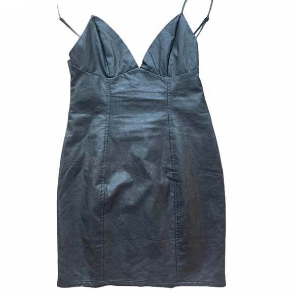 REVOLVE FAUX LEATHER BLACK DRESS - Picture 3 of 3